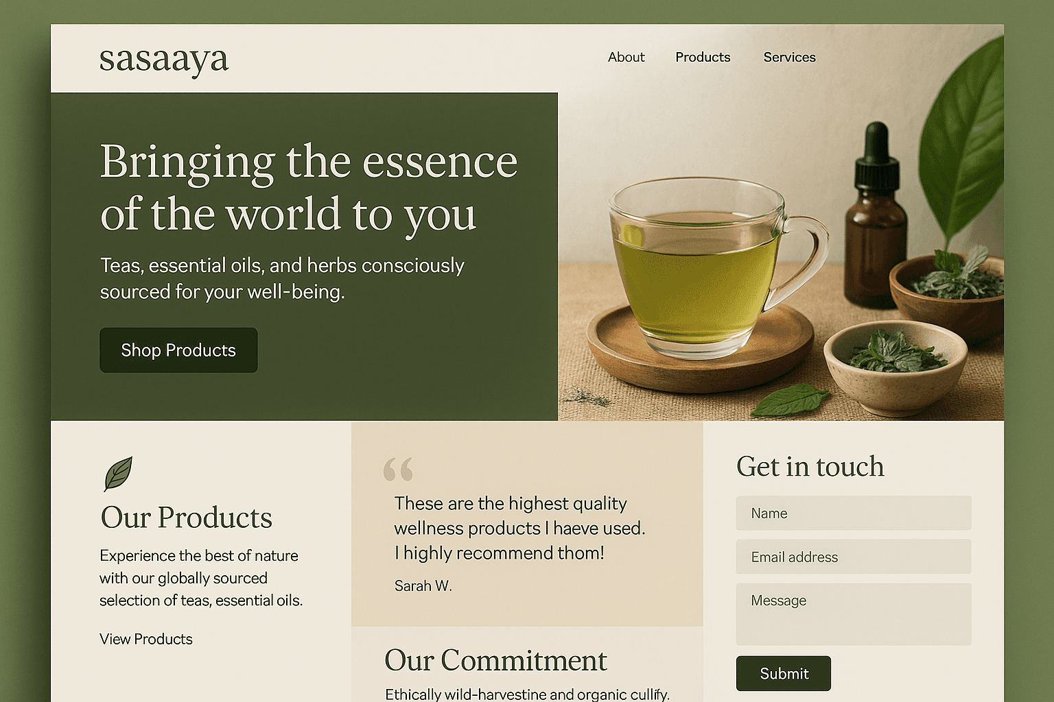 sasaaya.com website mockup